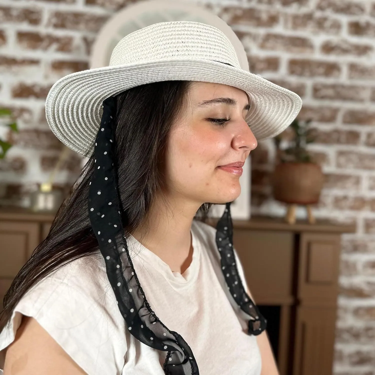 Womens Beach Straw Sun Hat Wide Brim Spotted Sun Hat | Women Floppy Hats Cowboy hat Beach hat UPF 50 UV Protection Summer