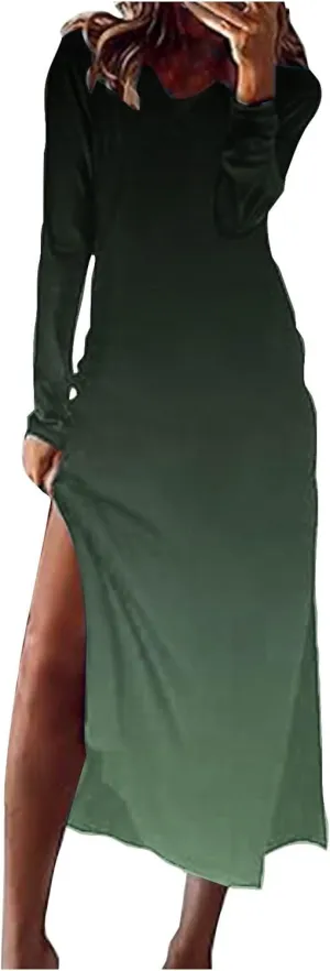 Womens Boho 2025 Maxi Dress Trendy Side Slit Empire Waist Sundresses Spring Summer Casual Boho Long Flowy Dresses