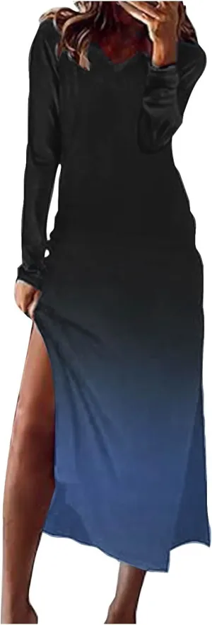 Womens Boho 2025 Maxi Dress Trendy Side Slit Empire Waist Sundresses Spring Summer Casual Boho Long Flowy Dresses