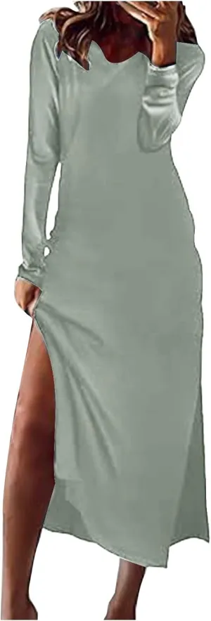Womens Boho 2025 Maxi Dress Trendy Side Slit Empire Waist Sundresses Spring Summer Casual Boho Long Flowy Dresses