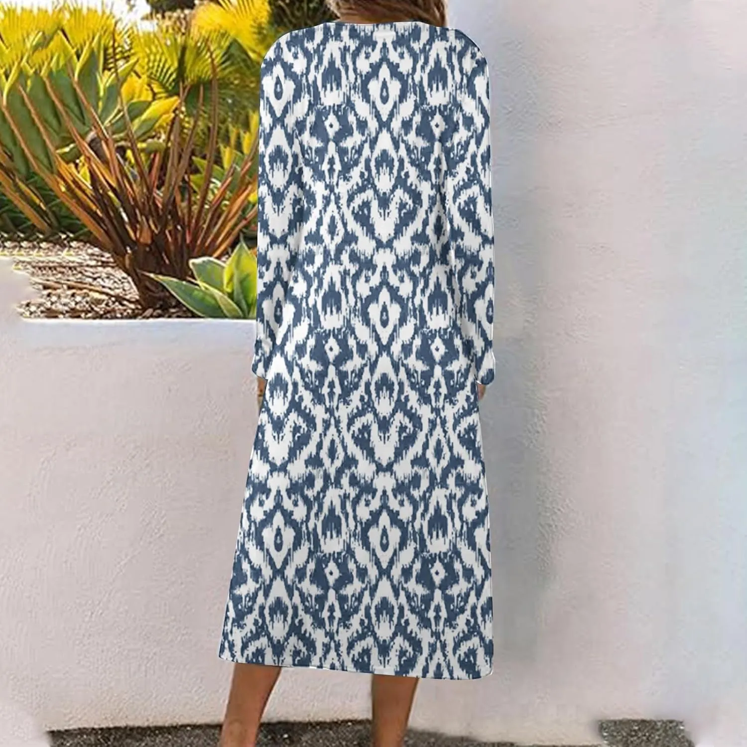 Womens Boho 2025 Maxi Dress Trendy Side Slit Empire Waist Sundresses Spring Summer Casual Boho Long Flowy Dresses