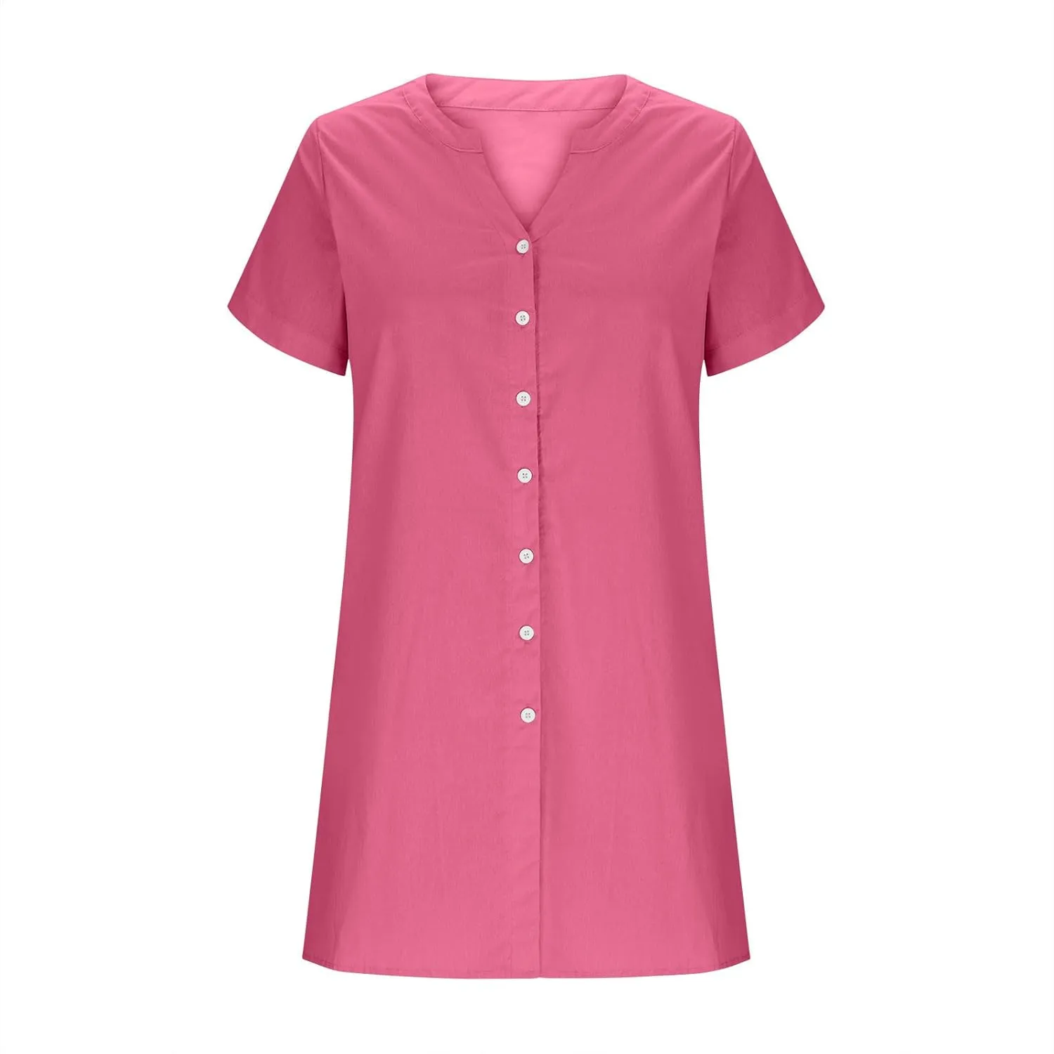 Womens Button Down Shirt Dresses Summer Lightweight Casual Beach Vacation V-Neck Short Sleeve Mini Dress