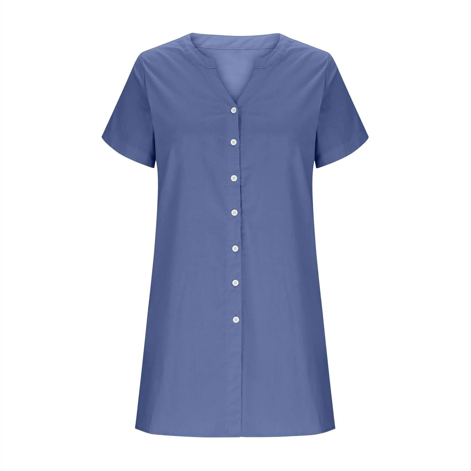 Womens Button Down Shirt Dresses Summer Lightweight Casual Beach Vacation V-Neck Short Sleeve Mini Dress