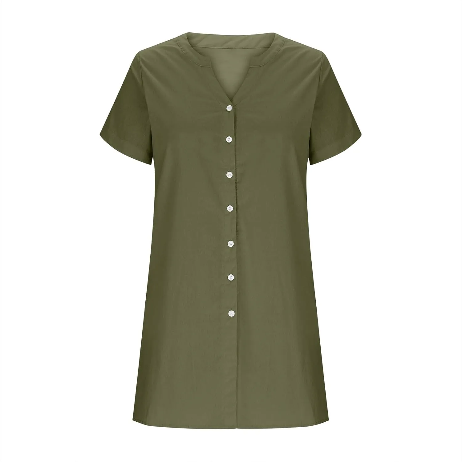 Womens Button Down Shirt Dresses Summer Lightweight Casual Beach Vacation V-Neck Short Sleeve Mini Dress