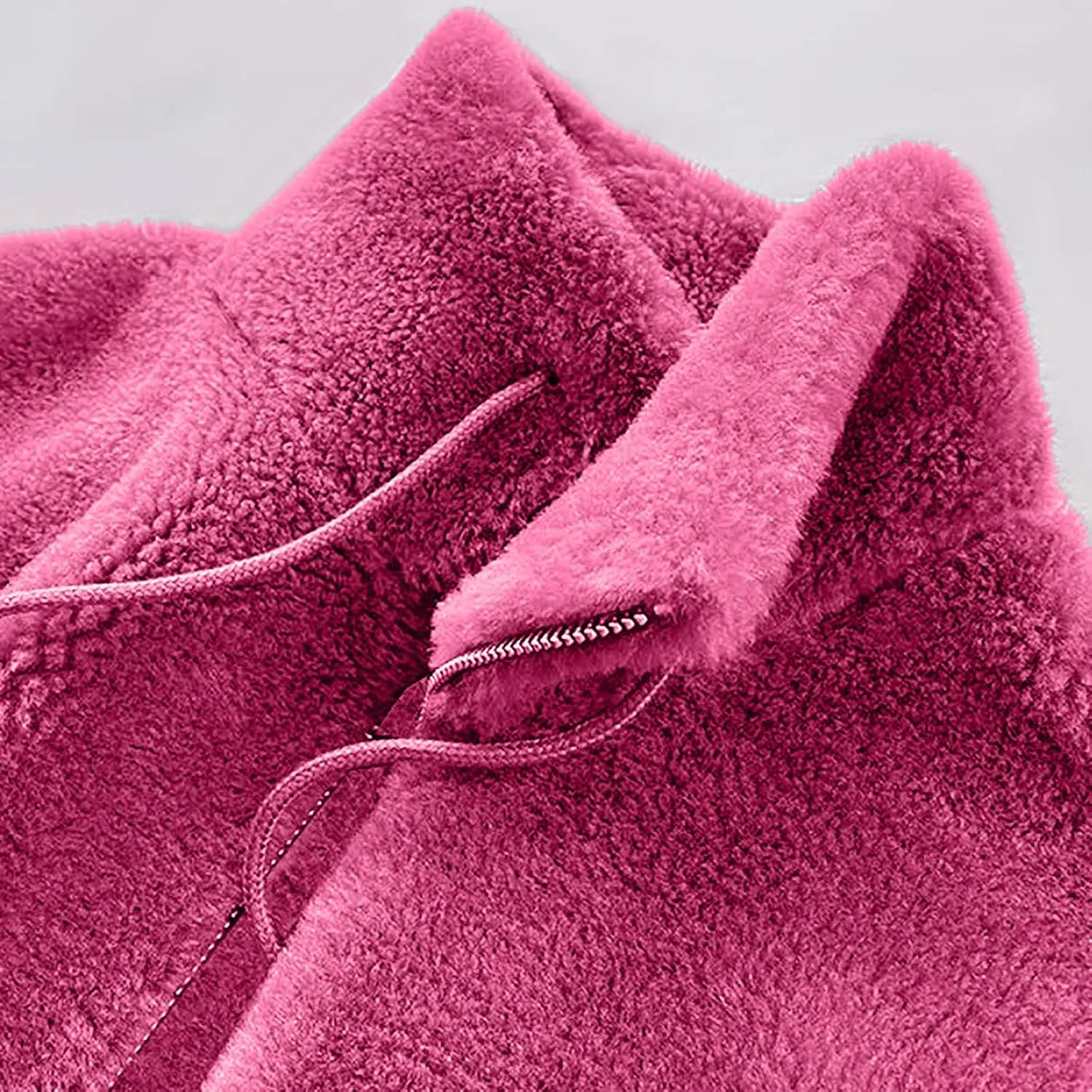 Women's Fashion Plush Coats Winter Warm Cardigan Coat Standing Collar Zip Up Fleece Tops Sweater Jacket