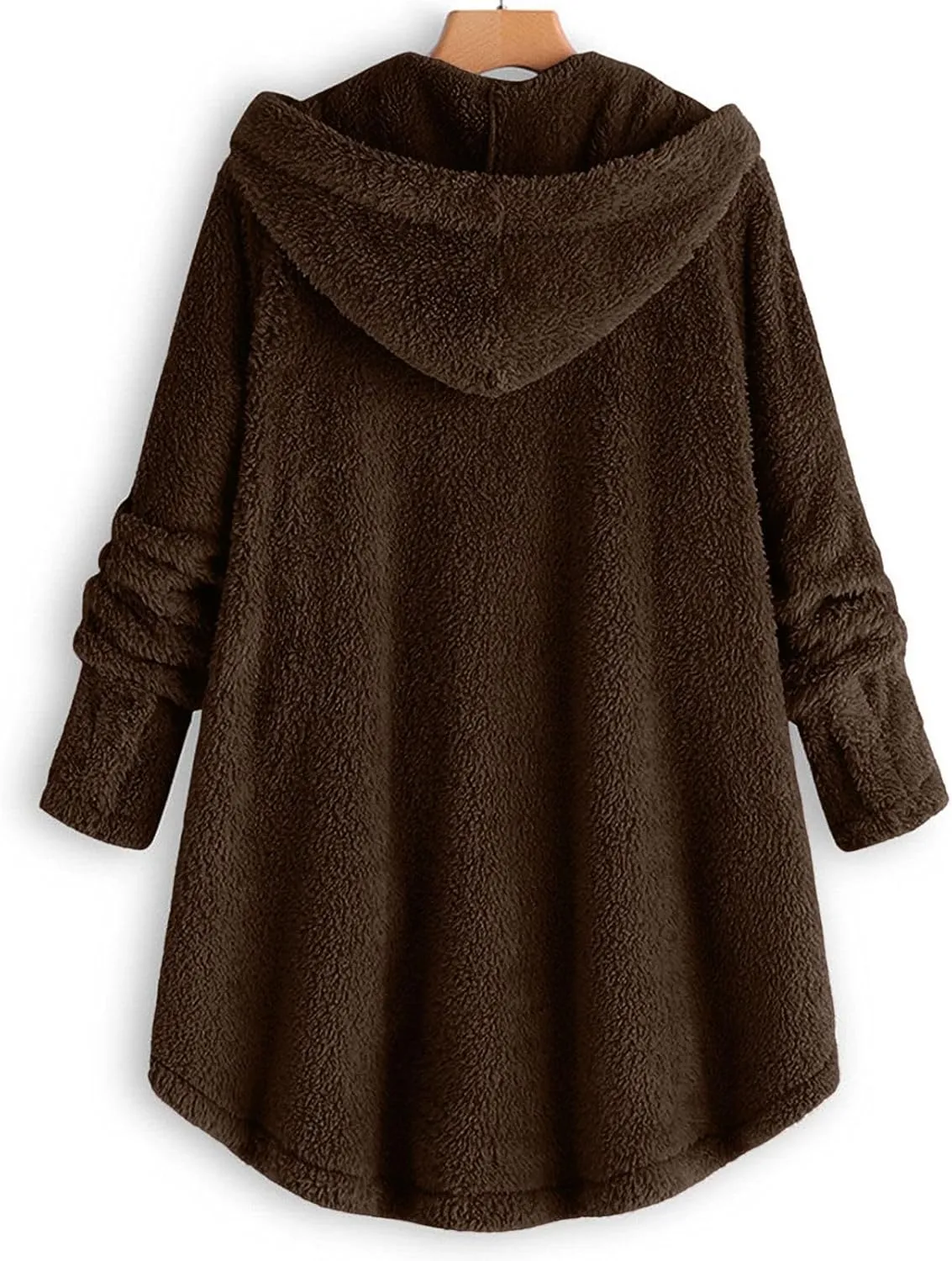 Women's Fleece Jackets Button Down Fuzzy Sherpa Lined Hooded Cardigans Jacket Casual Open Front Warm Plush Outwear