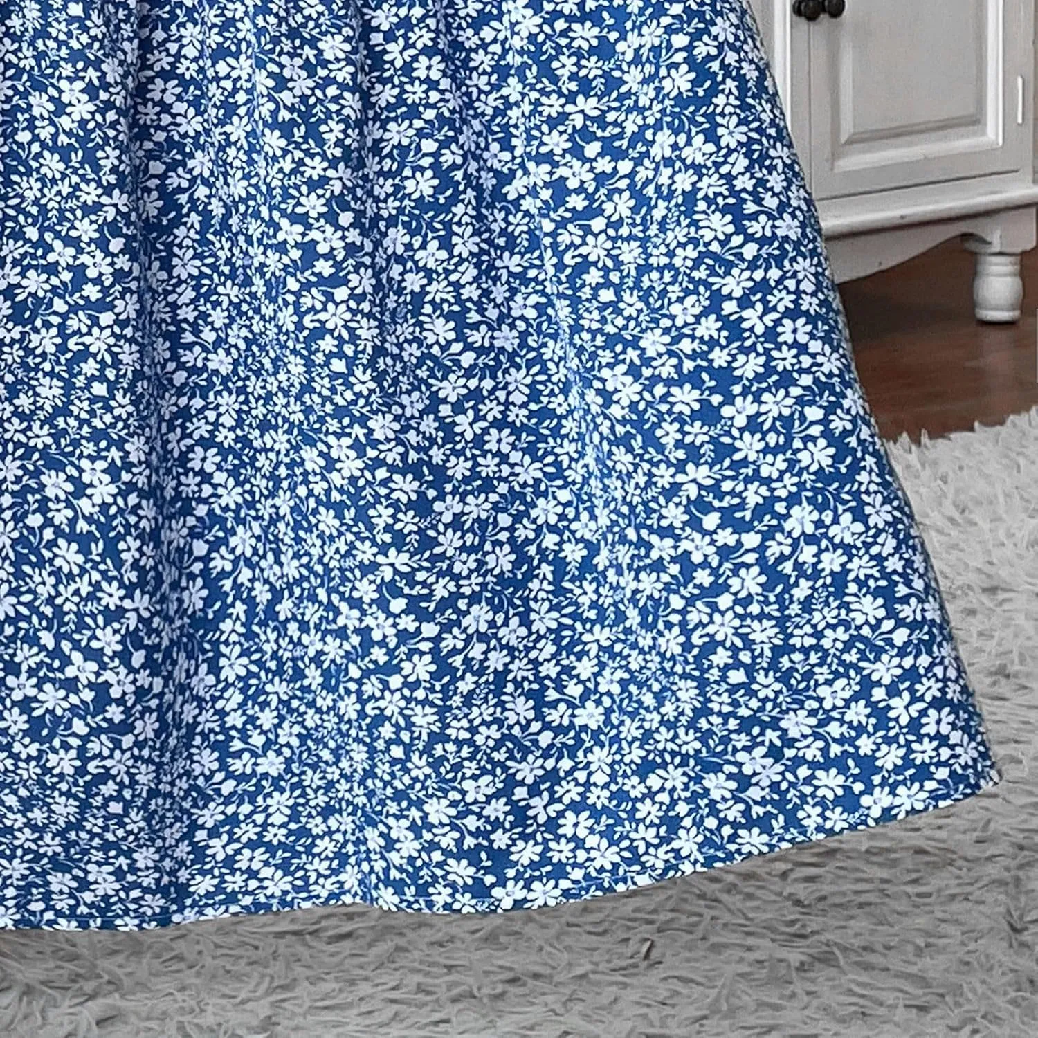 Women's Floral Midi Skirt with Pockets High Elastic Waist Flowy Ruffle Casual Summer Boho Aline Skirts