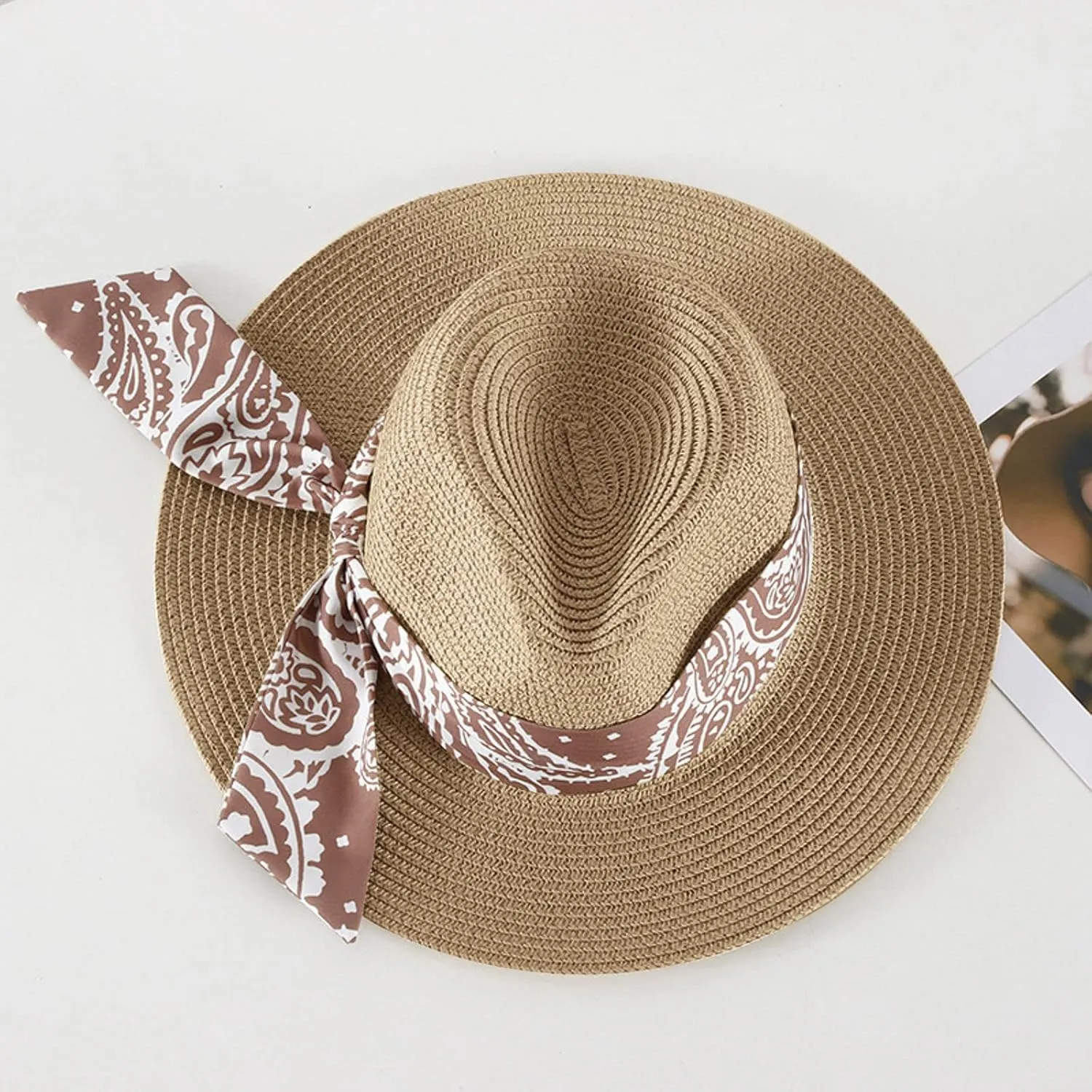 Women's Folable Floppy Hat Wide Brim Sun Hats for Women Floppy Hat Summer Beach Cap Adjustable Straw Hat for Women