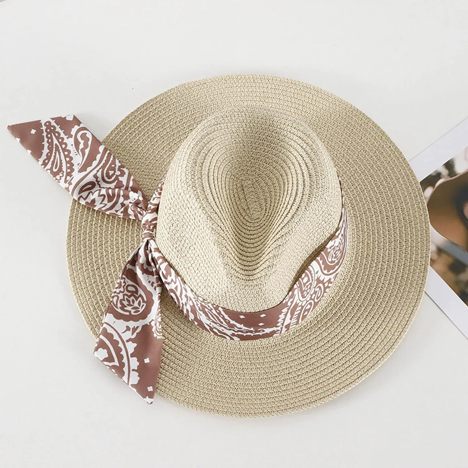 Women's Folable Floppy Hat Wide Brim Sun Hats for Women Floppy Hat Summer Beach Cap Adjustable Straw Hat for Women