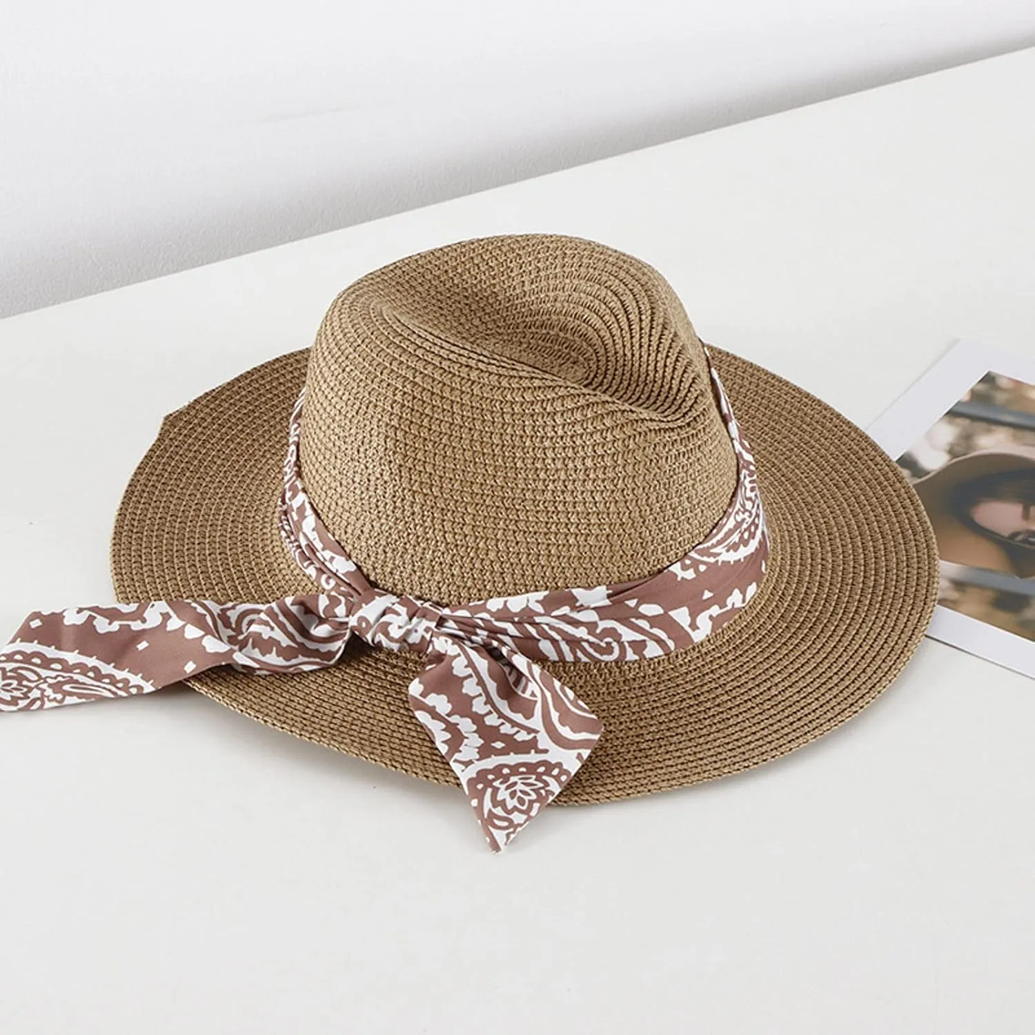 Women's Folable Floppy Hat Wide Brim Sun Hats for Women Floppy Hat Summer Beach Cap Adjustable Straw Hat for Women