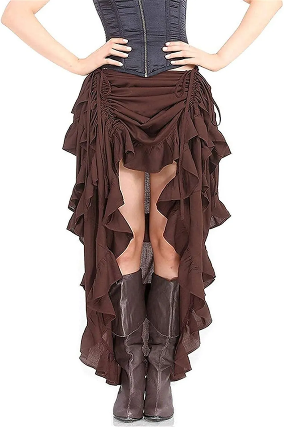 Women's Gothic Skirt Fairy Grunge Punk High Waisted A-Line Pleated Skirts Y2k E-Girl Long Maxi Skirt A-Line Skirt