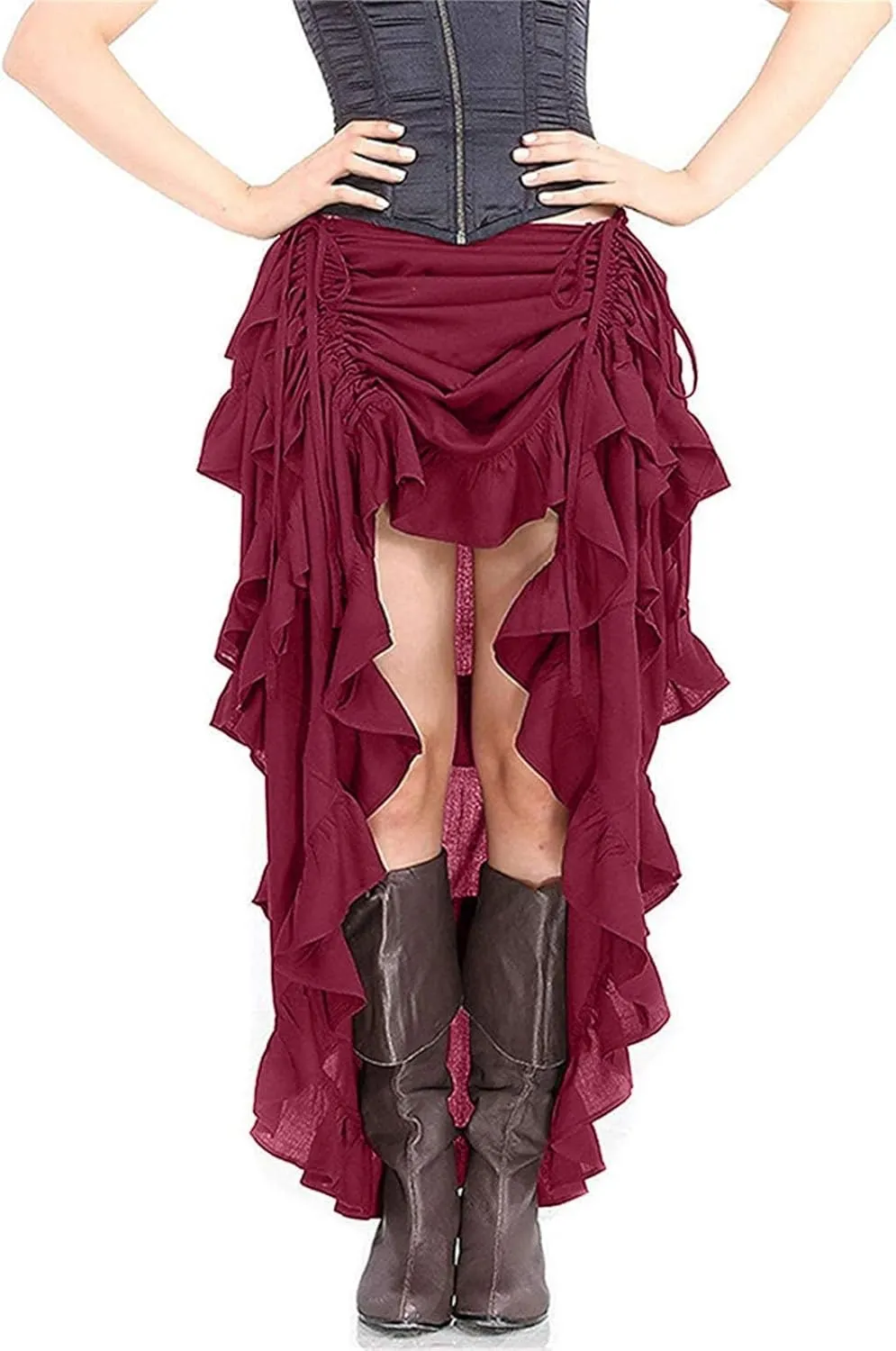 Women's Gothic Skirt Fairy Grunge Punk High Waisted A-Line Pleated Skirts Y2k E-Girl Long Maxi Skirt A-Line Skirt