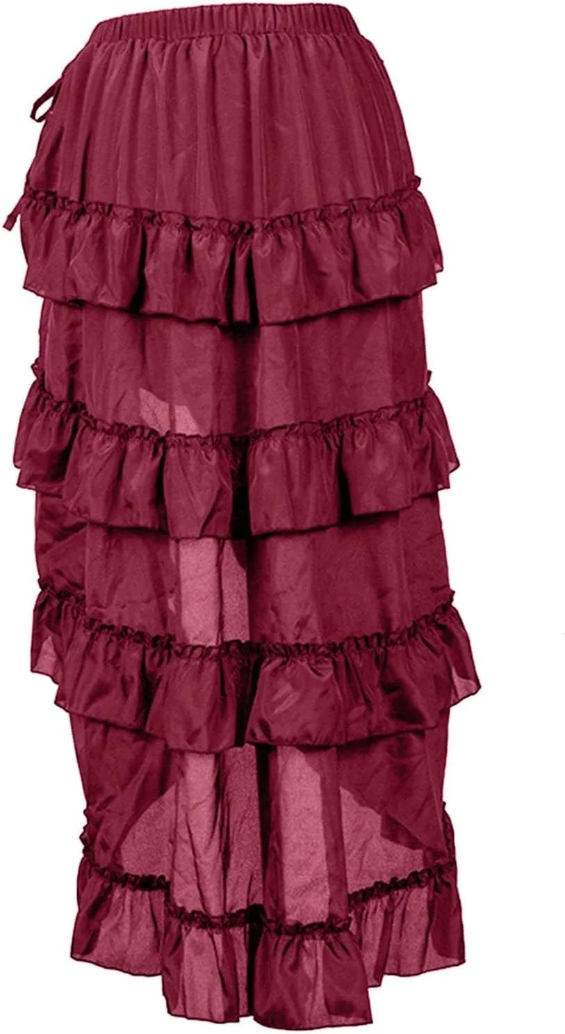 Women's Gothic Skirt Fairy Grunge Punk High Waisted A-Line Pleated Skirts Y2k E-Girl Long Maxi Skirt A-Line Skirt