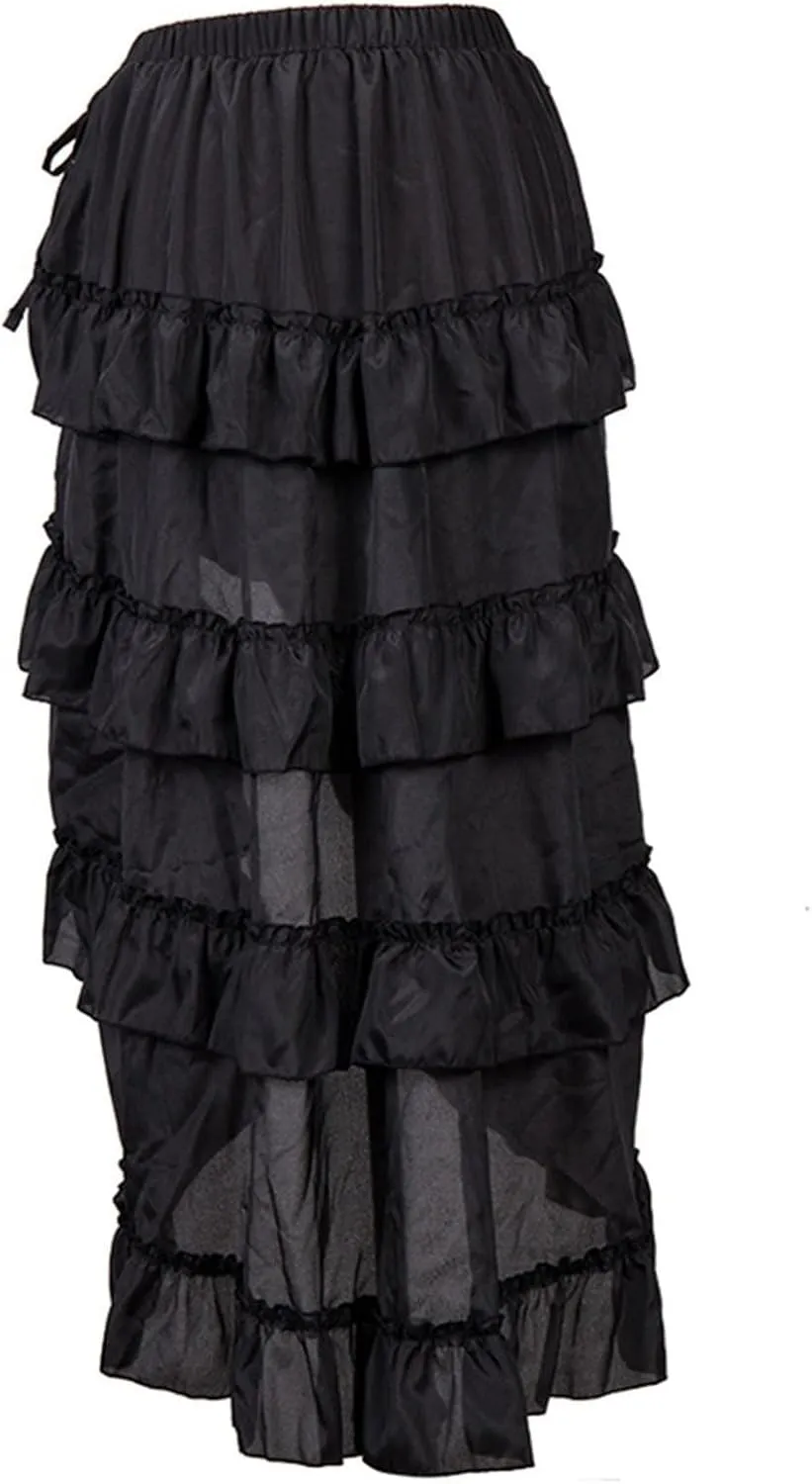 Women's Gothic Skirt Fairy Grunge Punk High Waisted A-Line Pleated Skirts Y2k E-Girl Long Maxi Skirt A-Line Skirt