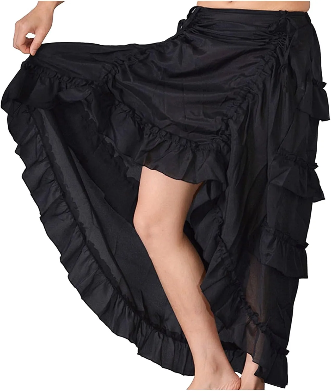 Women's Gothic Skirt Fairy Grunge Punk High Waisted A-Line Pleated Skirts Y2k E-Girl Long Maxi Skirt A-Line Skirt