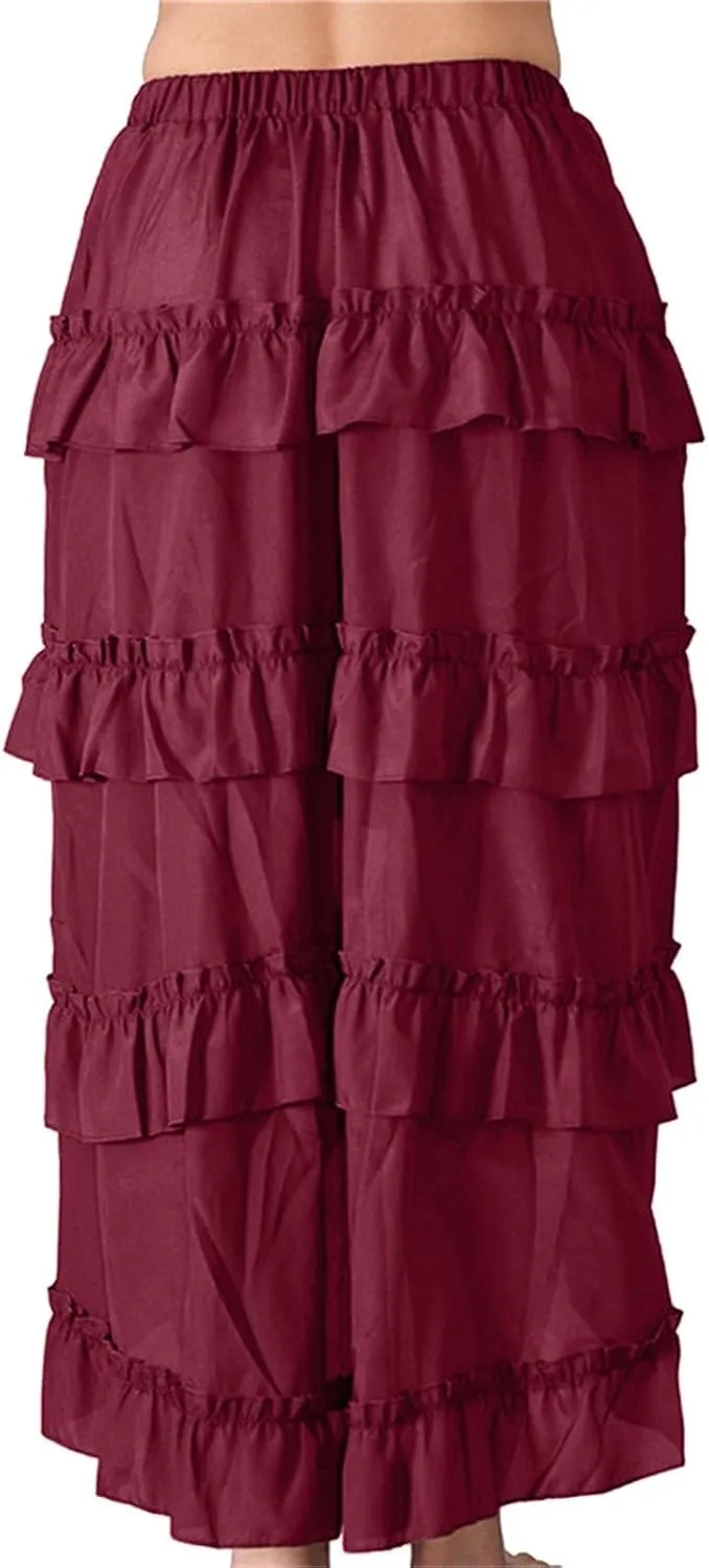 Women's Gothic Skirt Fairy Grunge Punk High Waisted A-Line Pleated Skirts Y2k E-Girl Long Maxi Skirt A-Line Skirt