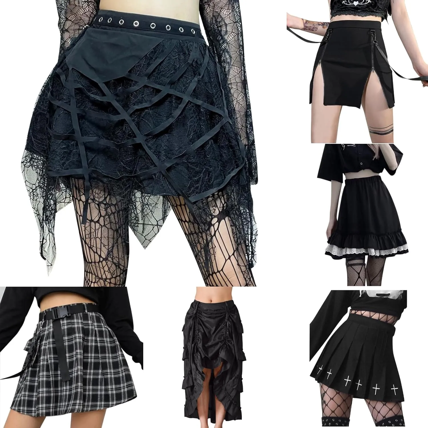 Women's Gothic Skirt Fairy Grunge Punk High Waisted A-Line Pleated Skirts Y2k E-Girl Long Maxi Skirt A-Line Skirt