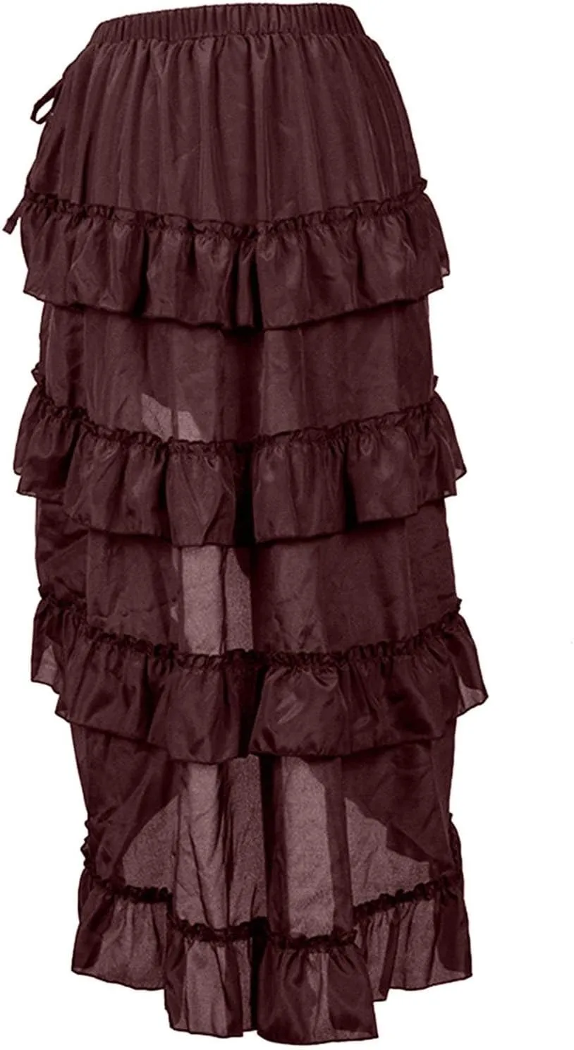 Women's Gothic Skirt Fairy Grunge Punk High Waisted A-Line Pleated Skirts Y2k E-Girl Long Maxi Skirt A-Line Skirt