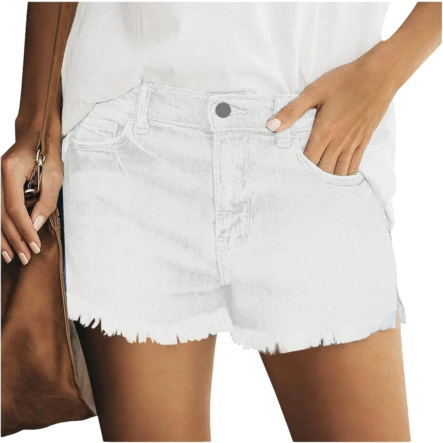 Womens Jean Shorts Summer High Waisted Stretchy Denim Shorts Ripped Frayed Raw Hem Trendy Jeans Short with Pockets 2025