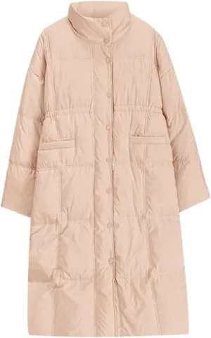 Womens Lightweight Quilted Jackets Long Puffer Down Jacket Thickened Warm Quilted Winter Coat Outerwear with Pockets