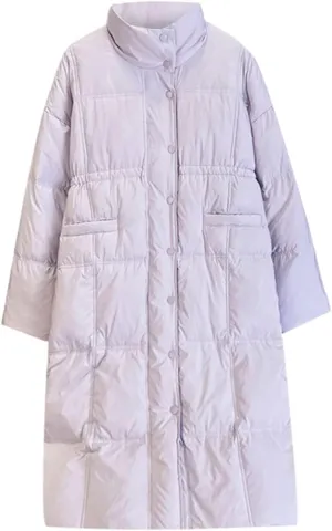 Womens Lightweight Quilted Jackets Long Puffer Down Jacket Thickened Warm Quilted Winter Coat Outerwear with Pockets