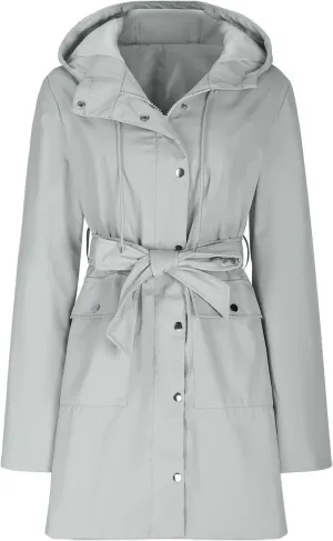 Women's Ligtweight Jackets Anorak Utility Belted Waist Hoodie Zip Up Fall Casual Long Sleeve Coat with Pockets