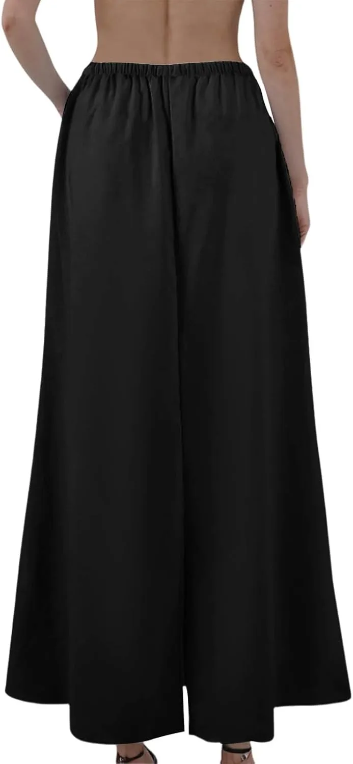 Women's Long Skirts Solid Stretchy Wrap Side Split Athletic Maxi Skirt Trendy, S-2XL