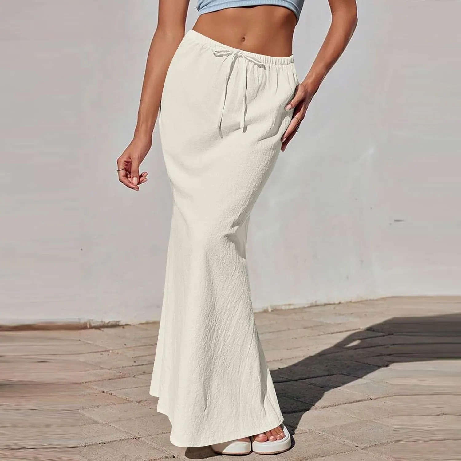 Women's Long Skirts Solid Stretchy Wrap Side Split Athletic Maxi Skirt Trendy, S-2XL