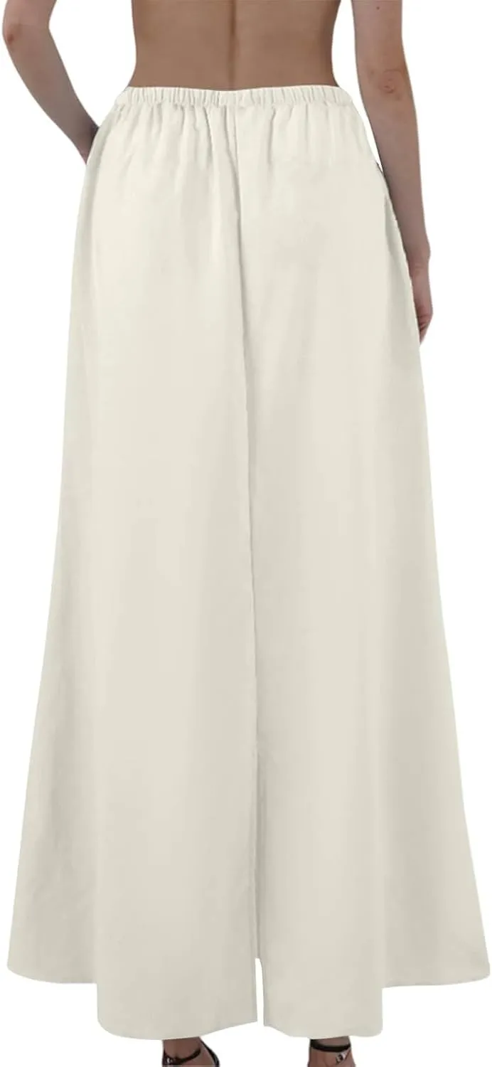 Women's Long Skirts Solid Stretchy Wrap Side Split Athletic Maxi Skirt Trendy, S-2XL