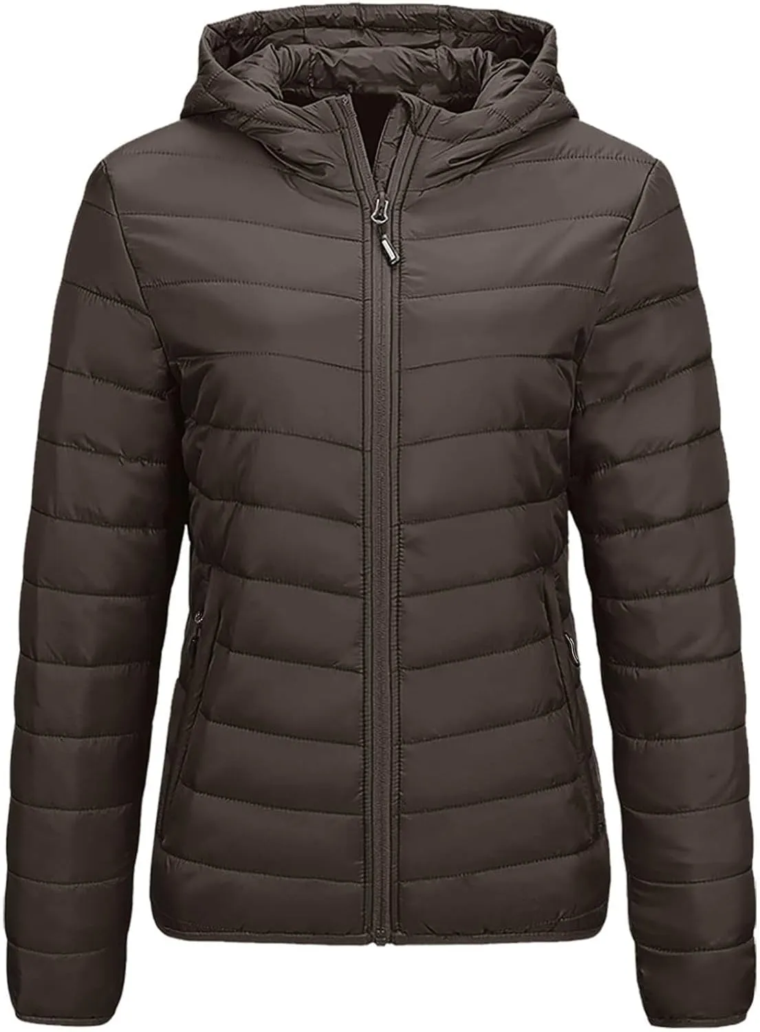 Women's Long Sleeve Lightweight Quilted Coats Zip Up Outerwear Jacket Casual Fashion Puffer Jacket