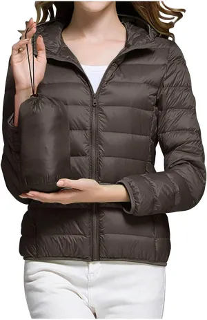 Women's Long Sleeve Lightweight Quilted Coats Zip Up Outerwear Jacket Casual Fashion Puffer Jacket