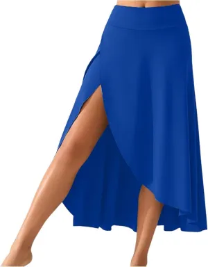 Womens Maxi Skirts Flowy High Waist Wrap Athletic Yoga Skirt with Slit Asymmetrical Ruffle High Low Skirts with Shorts