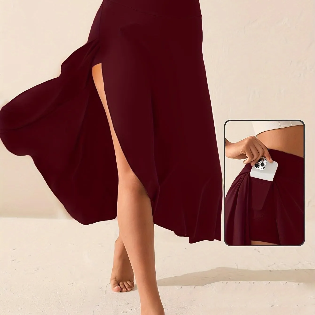 Womens Maxi Skirts Flowy High Waist Wrap Athletic Yoga Skirt with Slit Asymmetrical Ruffle High Low Skirts with Shorts