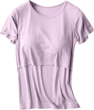 Womens Nursing Tops for Breastfeeding Soft Maternity Shirt Short Sleeve Comfy Pregnancy Clothes Lounge Blouse