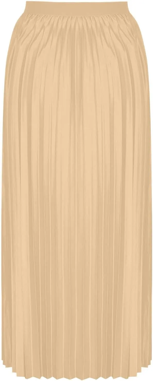 Women's Pleated A-Line Midi Skirts Trendy Casual Loose Elastic High Waist Swing Skirt Solid Flowy A-Line Long Skirts