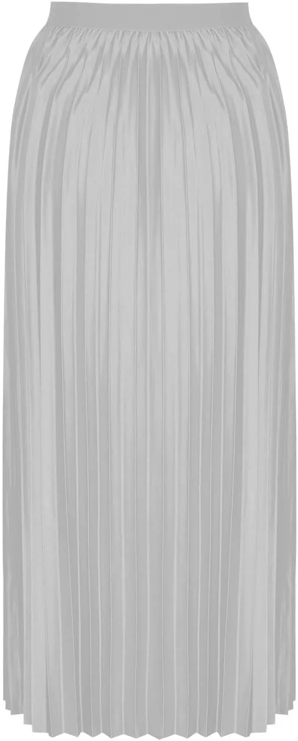 Women's Pleated A-Line Midi Skirts Trendy Casual Loose Elastic High Waist Swing Skirt Solid Flowy A-Line Long Skirts