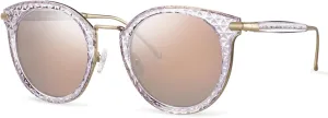 Womens Polarized Sunglasses Retro Cat Eye Round Frame UV Protection Sun Glasses