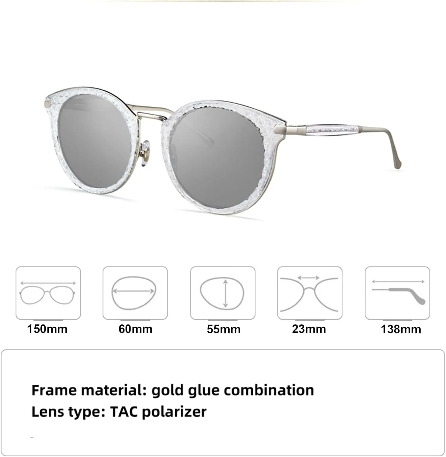 Womens Polarized Sunglasses Retro Cat Eye Round Frame UV Protection Sun Glasses