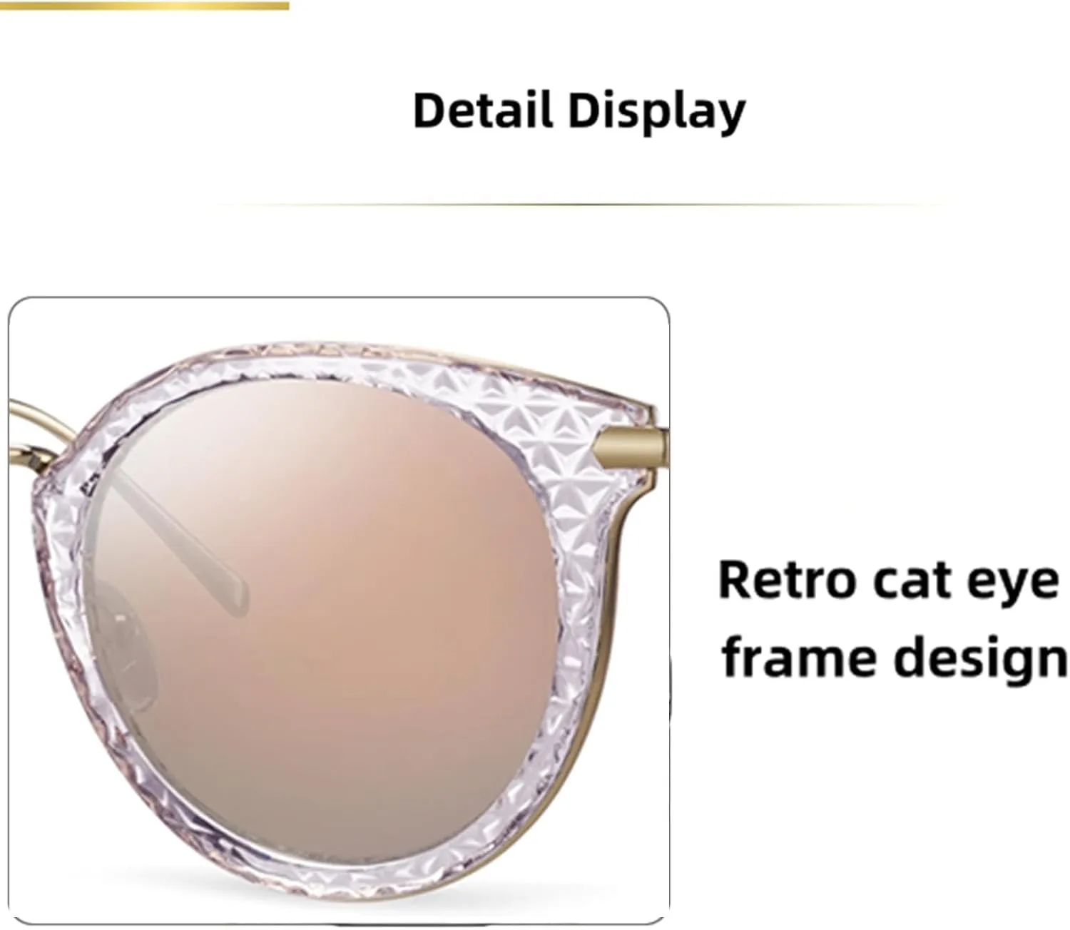 Womens Polarized Sunglasses Retro Cat Eye Round Frame UV Protection Sun Glasses
