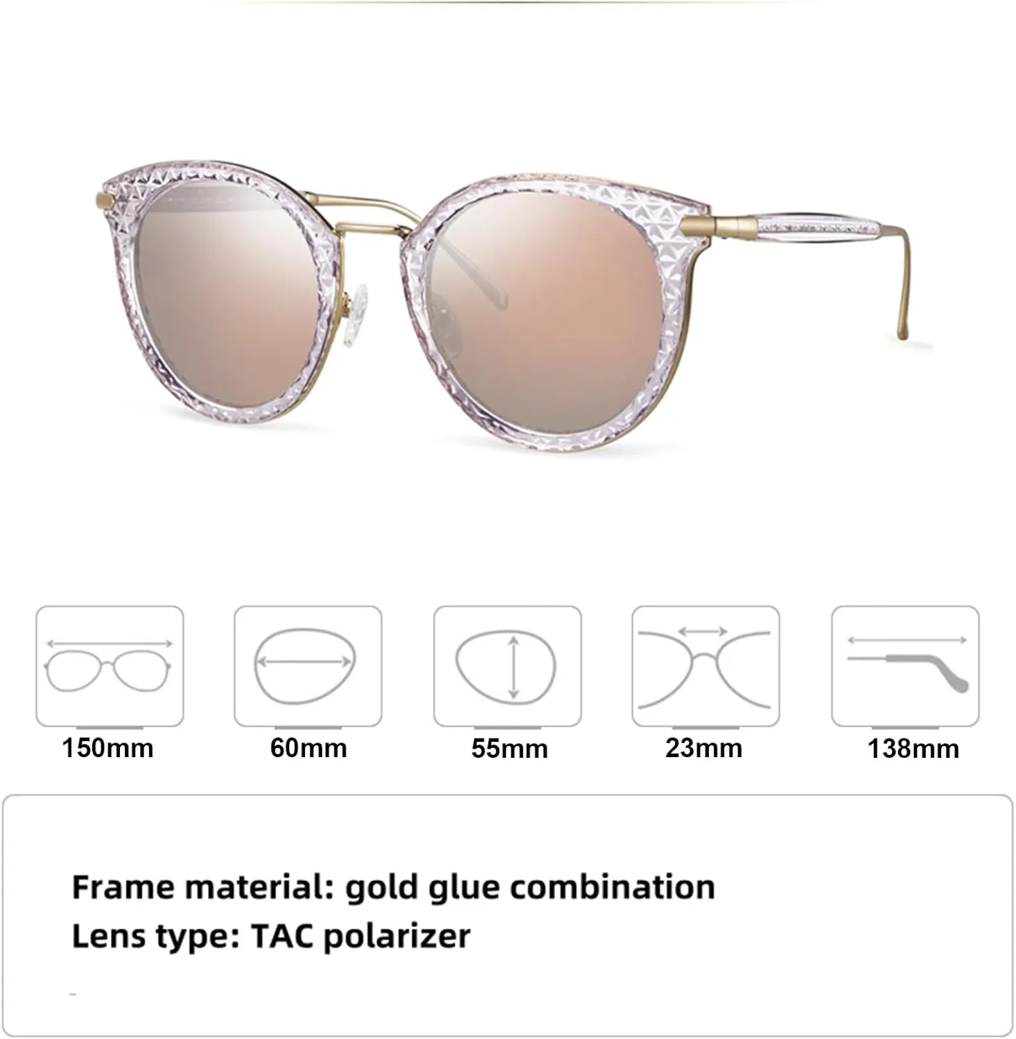 Womens Polarized Sunglasses Retro Cat Eye Round Frame UV Protection Sun Glasses