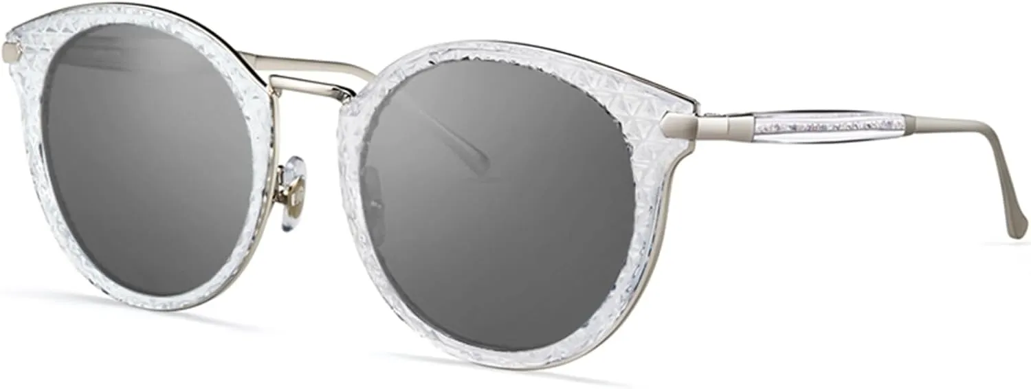 Womens Polarized Sunglasses Retro Cat Eye Round Frame UV Protection Sun Glasses