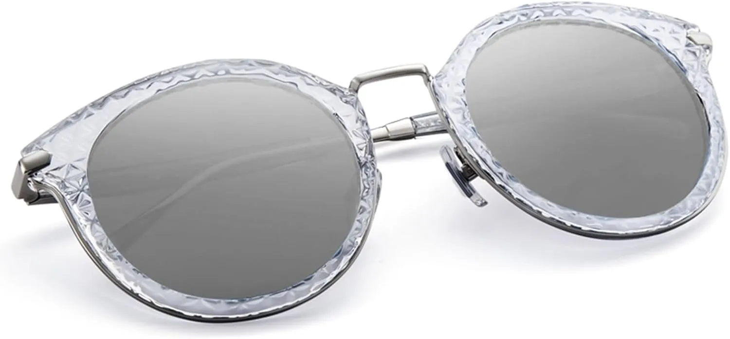Womens Polarized Sunglasses Retro Cat Eye Round Frame UV Protection Sun Glasses