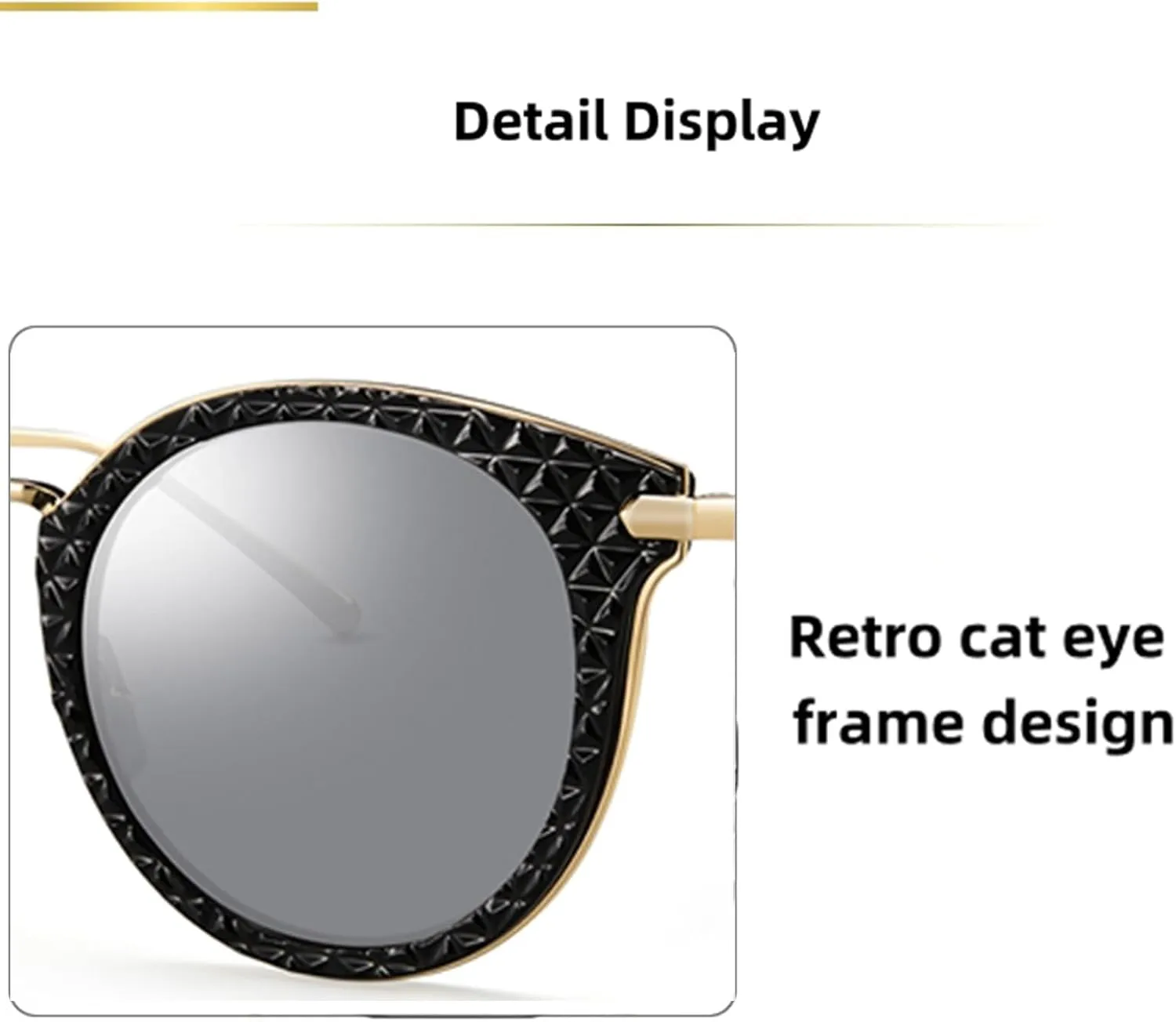 Womens Polarized Sunglasses Retro Cat Eye Round Frame UV Protection Sun Glasses