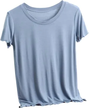 Womens Short Sleeve T Shirts Crewneck Summer Trendy 2025 Solid Basic Tee Tops Casual Summer Loose Fit Shirts