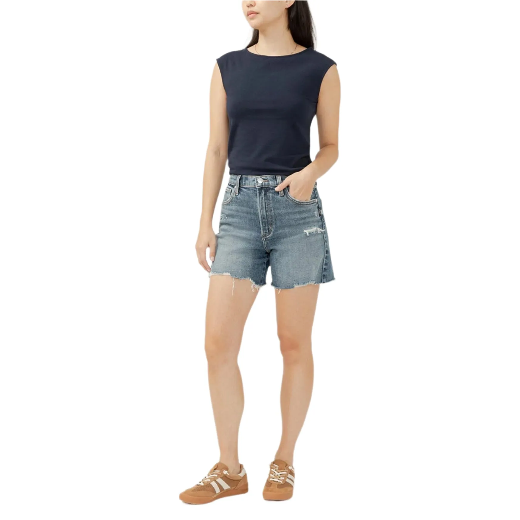 Women's Silver Highly Desirable Long Shorts L28533AGR384