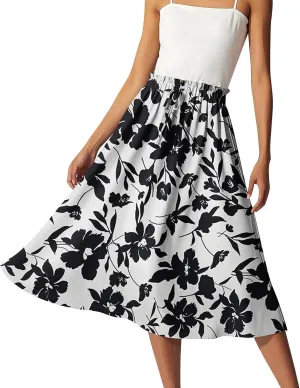 Women's Skirts Midi Length High Waist A-Line Flowy Maxi Skirt Bohemian Summer
