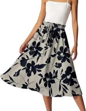 Women's Skirts Midi Length High Waist A-Line Flowy Maxi Skirt Bohemian Summer