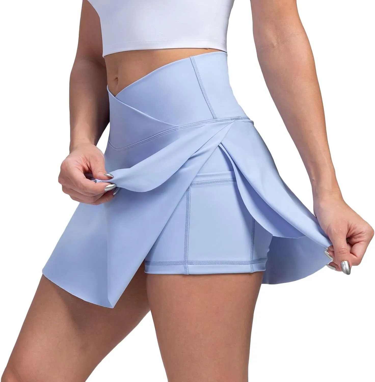 Women's Summer Athletic Loose Trendy Quick Dry Elastic High Waist Solid Color Yoga Fitness Tennis Skirts 2025, S-2XL