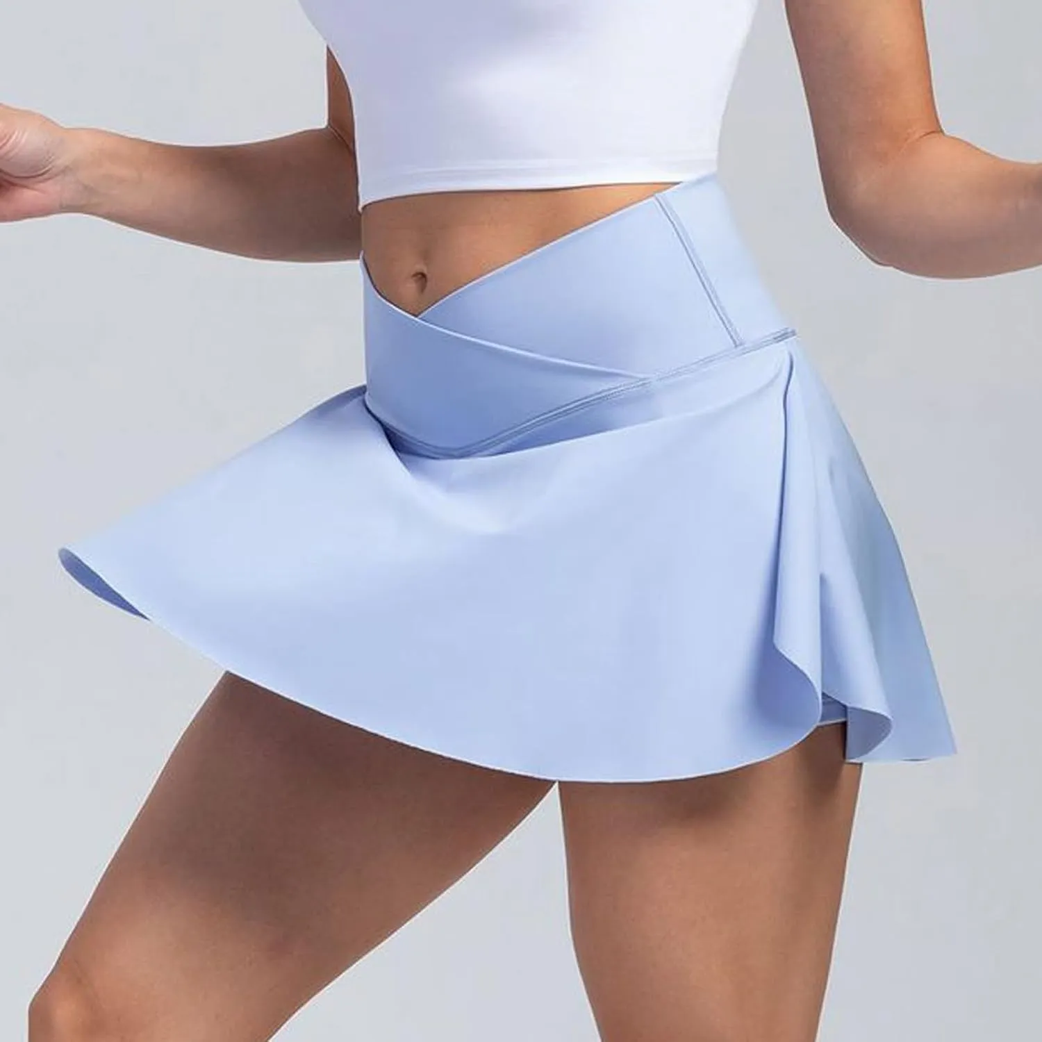 Women's Summer Athletic Loose Trendy Quick Dry Elastic High Waist Solid Color Yoga Fitness Tennis Skirts 2025, S-2XL