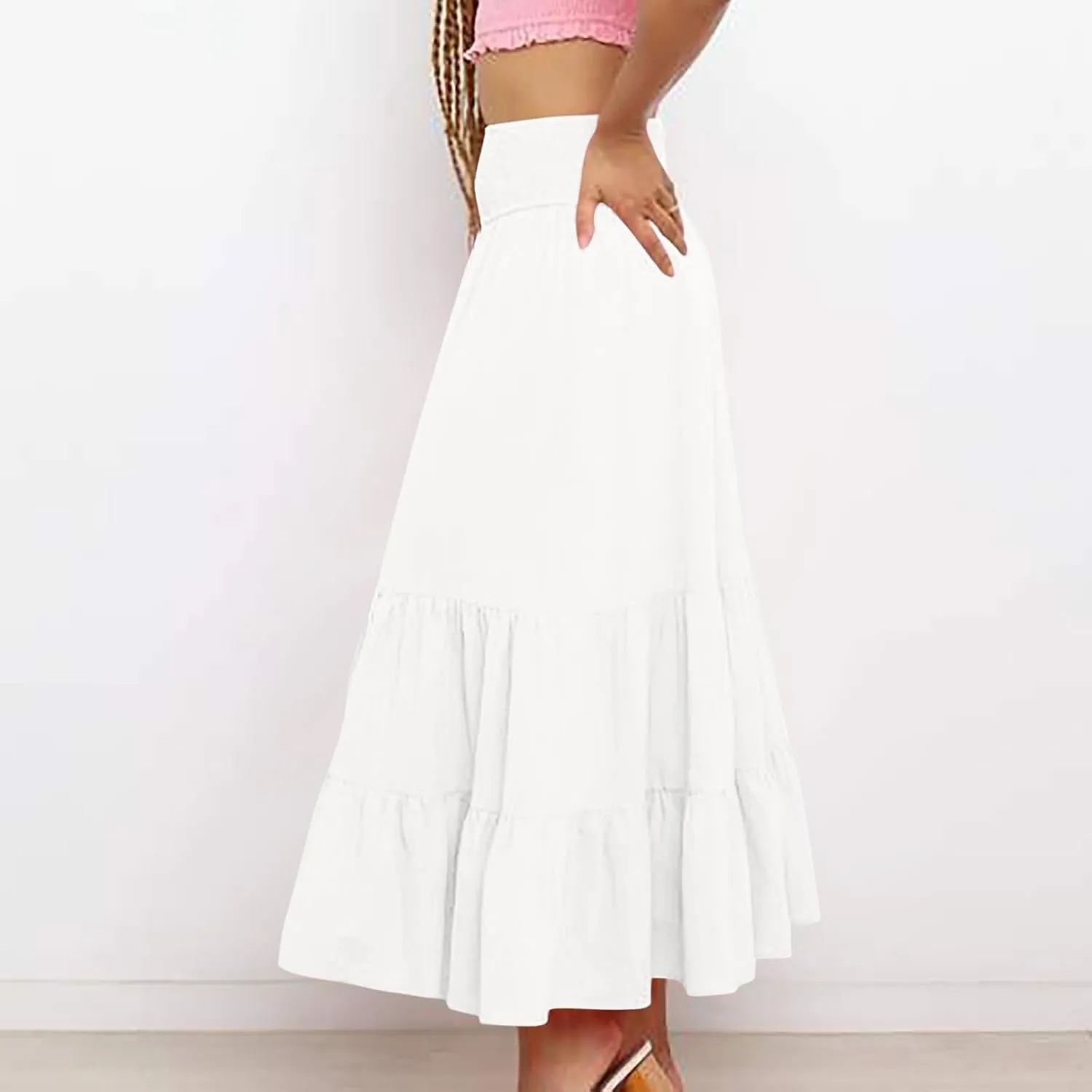 Women's Summer Bohemian Maxi Skirt High Waist Flowy A-Line Skirt for Women 2025